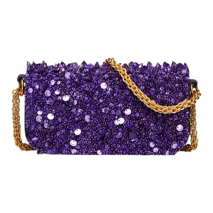Valentino Locò Embroidery Shoulder Bag Crossbody Bag Handbag Mini Women's Splendid Purple-1