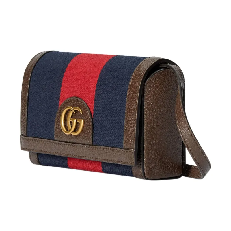GUCCI Canvas With Leather Canvas Bag One Shoulder Crossbody Clutch Mini Men's Blue/Red-2