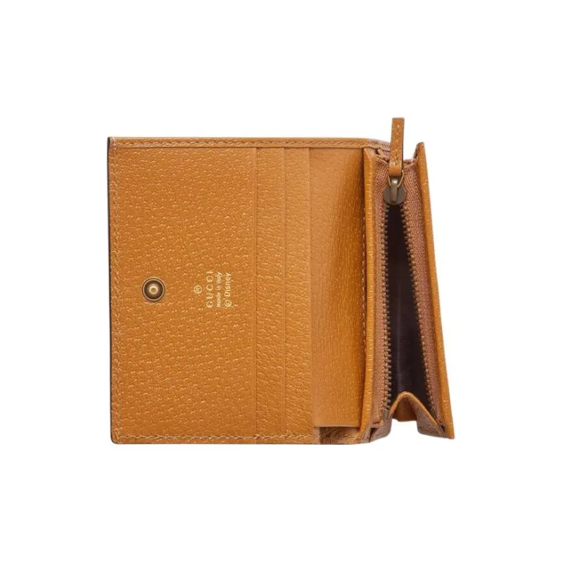 GUCCI Disney, Collaboration Canvas With Leather Wallet, Card Holder Regular Unisex Beige/Ebony/Brown-2