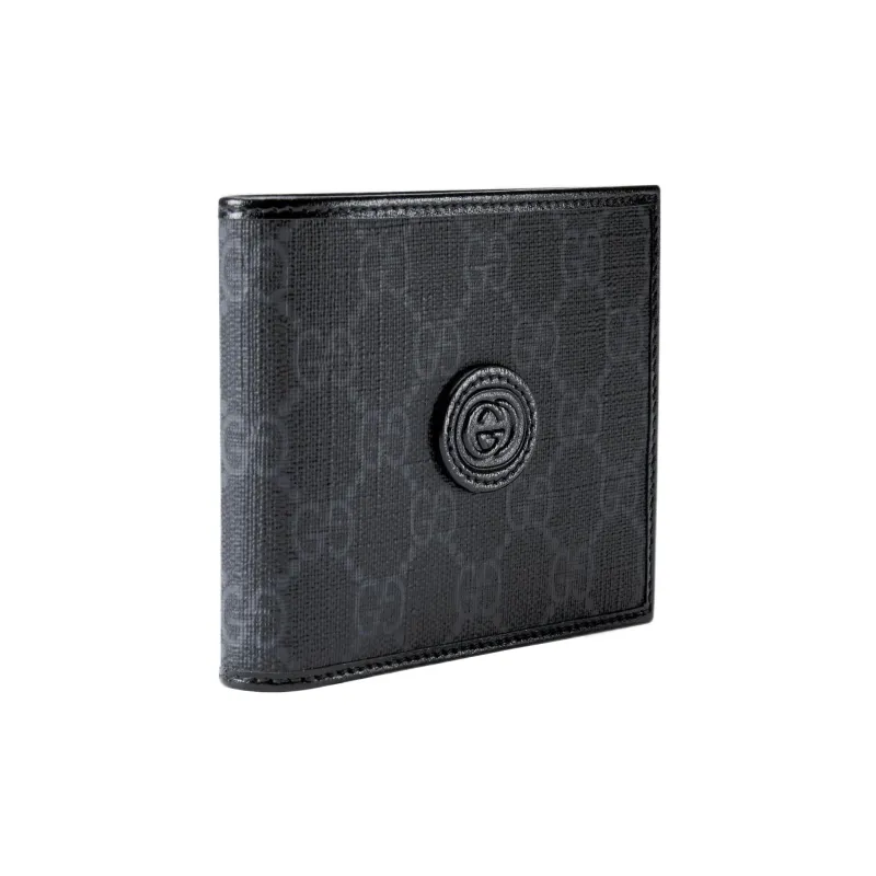 GUCCI Canvas With Leather Card Holder Wallet Men's Gray-7