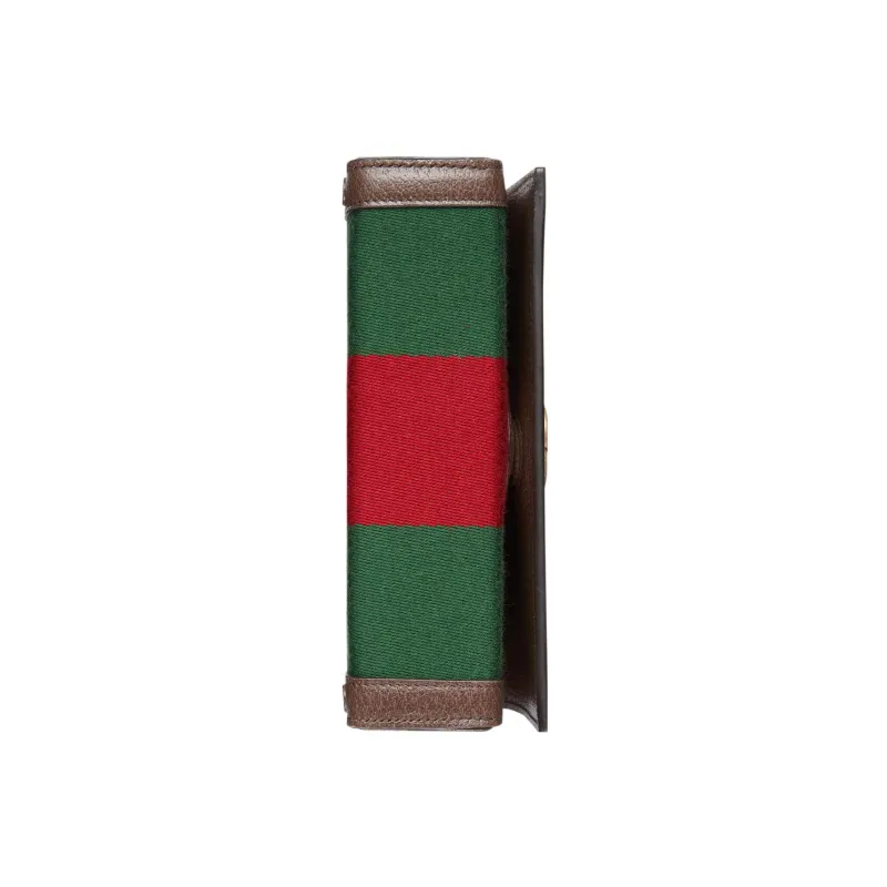 GUCCI Canvas With Leather One Shoulder Crossbody Clutches Mini Men's Green/Red-4
