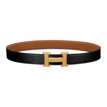 HERMES Guilloche H Box/Togo Gold Plated 32mm
