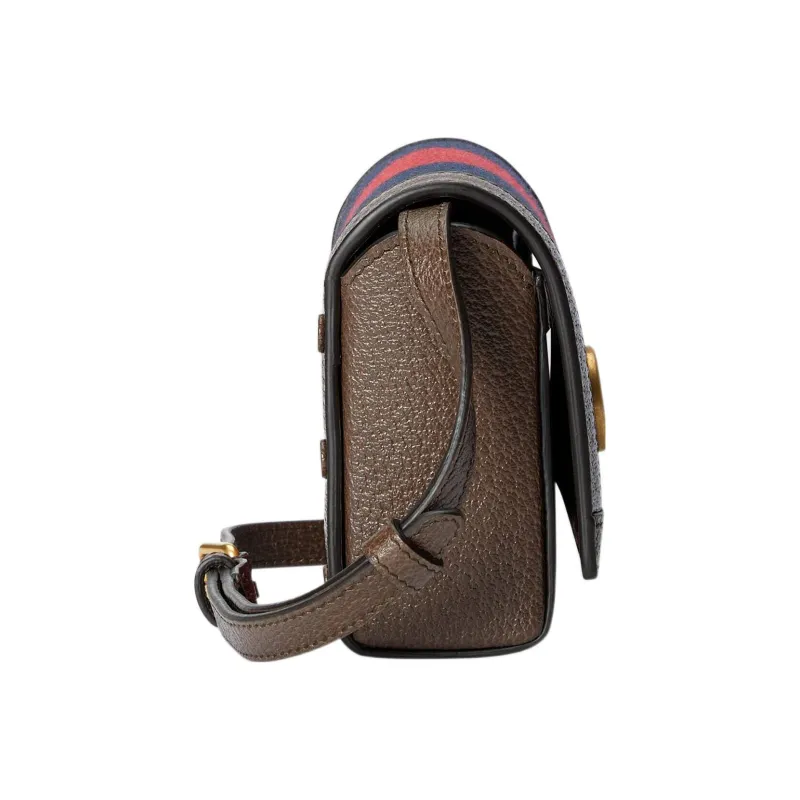 GUCCI Canvas With Leather Canvas Bag One Shoulder Crossbody Clutch Mini Men's Blue/Red-3