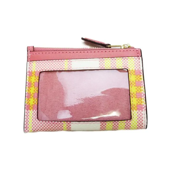 COACH Skinny Id Case Leather Card Holder Mini Women's Rose Petal Pink With Gold Zip Closure-2