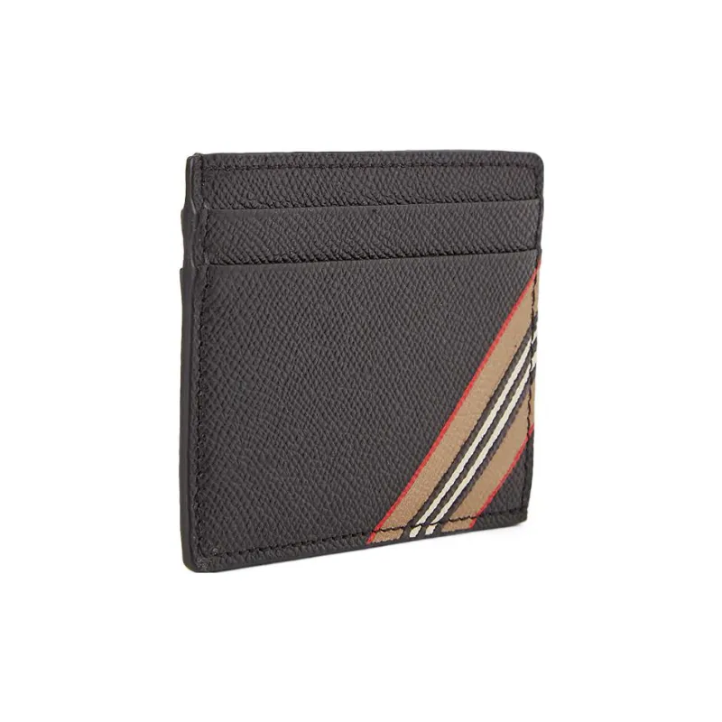 Burberry Icon Stripe 4 Card Slot Card Case Black/Beige-2