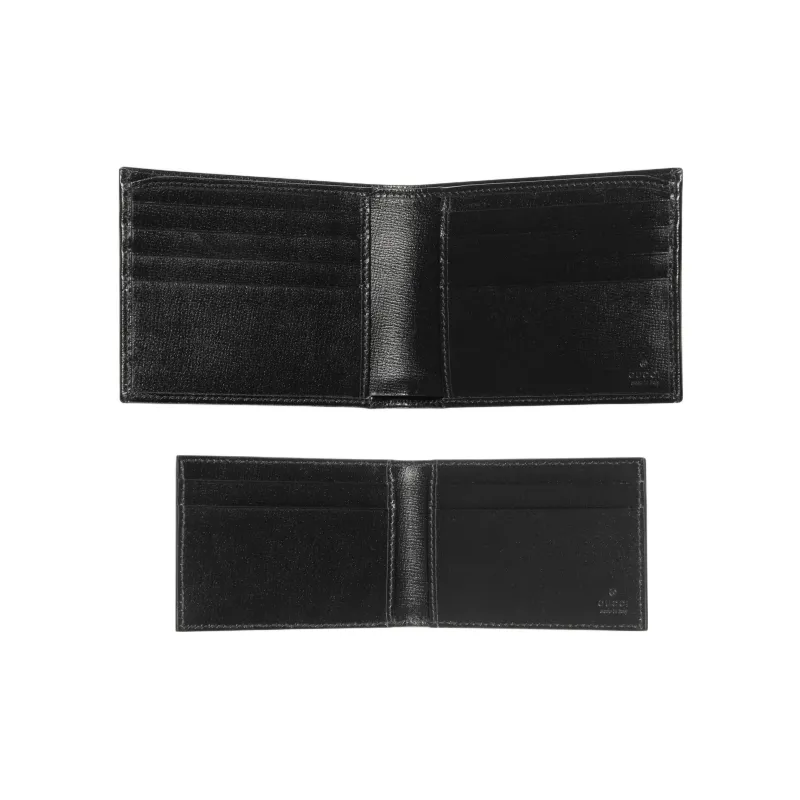 GUCCI Canvas With Leather Card Holder Wallet Men's Gray-6