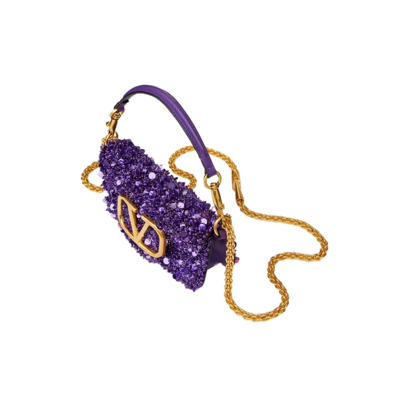 Valentino Locò Embroidery Shoulder Bag Crossbody Bag Handbag Mini Women's Splendid Purple-2