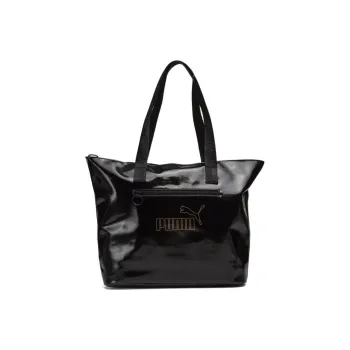 PUMA Artificial Leather Tote Bag, Shopping Bag, Shoulder Bag, Handbag Regular Women's Black Gold