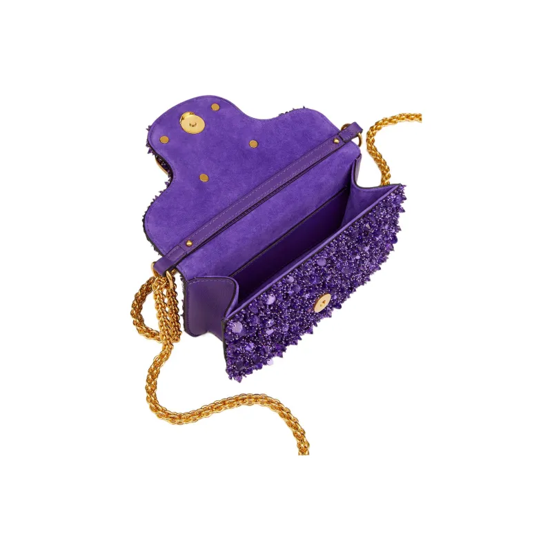 Valentino Locò Embroidery Shoulder Bag Crossbody Bag Handbag Mini Women's Splendid Purple-4