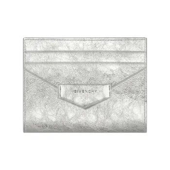 GIVENCHY Antigona Layered Cow Leather Card Holder Women's Silver Gray