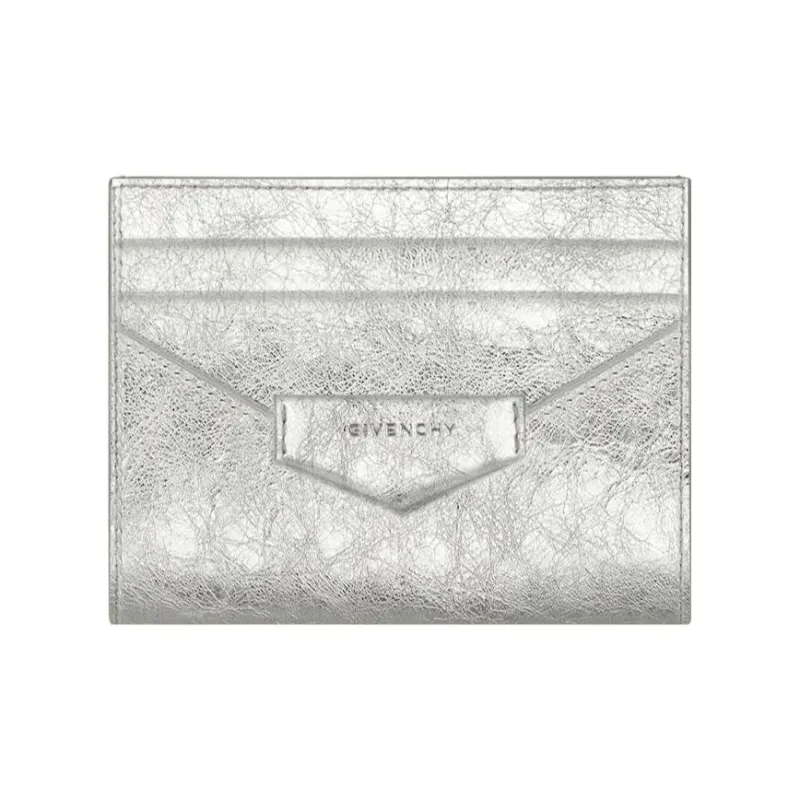 GIVENCHY Antigona Layered Cow Leather Card Holder Women's Silver Gray-0