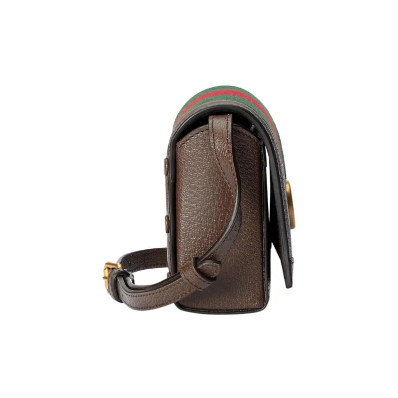 GUCCI Canvas With Leather One Shoulder Crossbody Clutches Mini Men's Green/Red-5