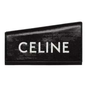 CELINE Triomphe Sheepskin Embellished With Sequins Clutch Women's Black