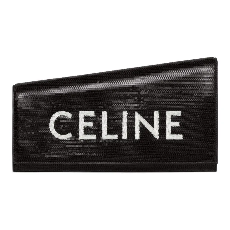 CELINE Triomphe Sheepskin Embellished With Sequins Clutch Women's Black-0