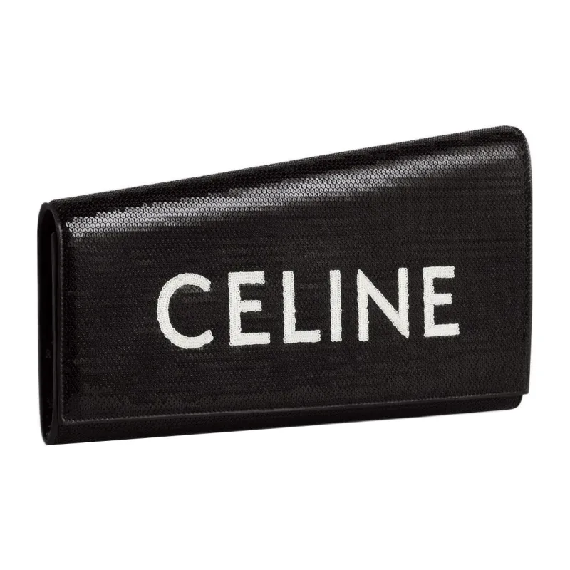 CELINE Triomphe Sheepskin Embellished With Sequins Clutch Women's Black-2