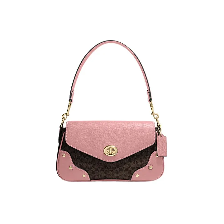 COACH Millie Cow Leather Handbag, Shoulder Bag Women's Black & Pink-0
