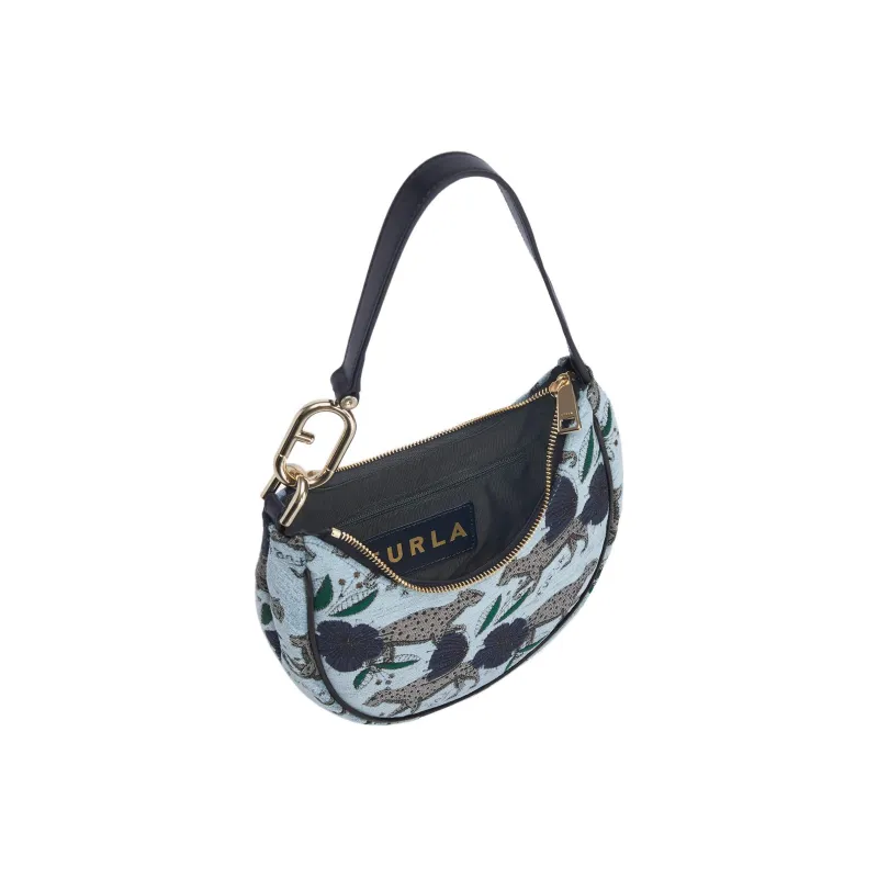 Furla Primavera Fabric Handbag Shoulder Bag Small Size Women's Gray-3