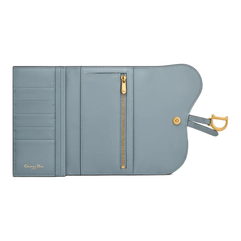 DIOR Saddle Goatskin Wallet Women's Cloud Blue-3