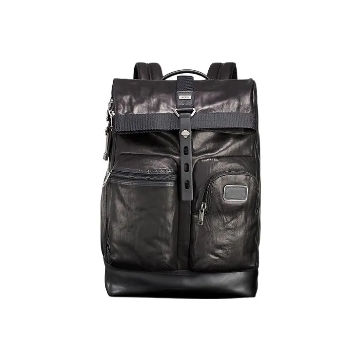 TUMI Alpha Bravo Cow Leather Backpack Men's Black-0