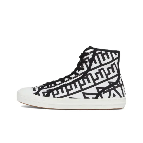 FENDI Domino Canvas Shoes Men High-Top Black/White