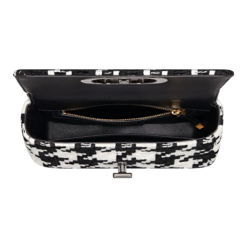 DIOR Caro Houndstooth Fabric Crossbody Bag, Shoulder Bag Women's-4