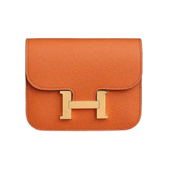 HERMES Constance Slim Epsom Calfskin Clutch Wallet Fanny Pack Women's 93 Orange Orange