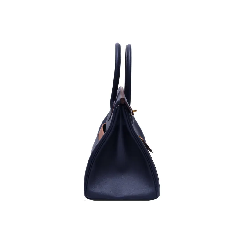 HERMES Birkin Swift Leather Birkin Bag Handbags Regular Women's Blue-2