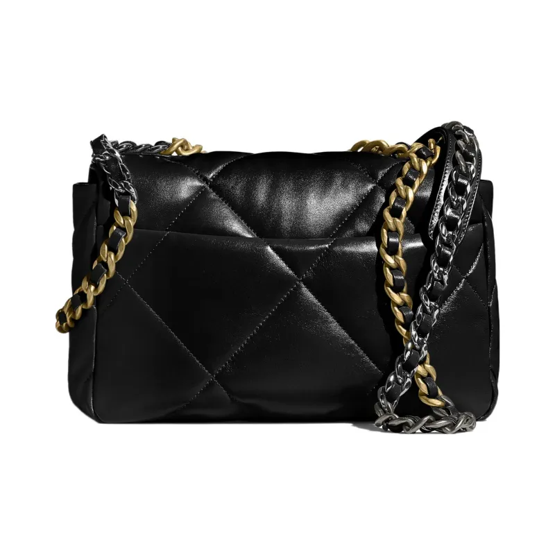 CHANEL 22K Fall And Winter 19Bag Calfskin Handbag, Shoulder Bag, Crossbody Bag Medium Size Women's Black-2