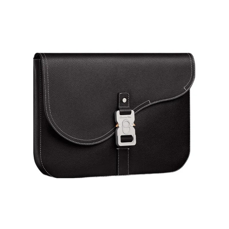 DIOR Grained Calfskin Saddle Clutch Men's Black-1
