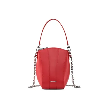 SAMSONITE Cow Leather Crossbody Handbags Small Size Women's Red