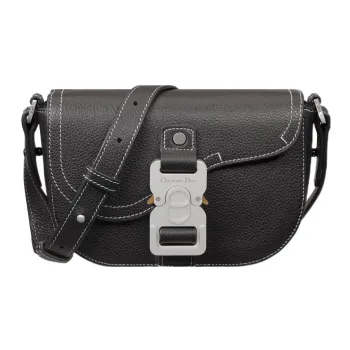 DIOR Grained Calfskin Saddle Bags One Shoulder Crossbody Clutches Regular Men's Black