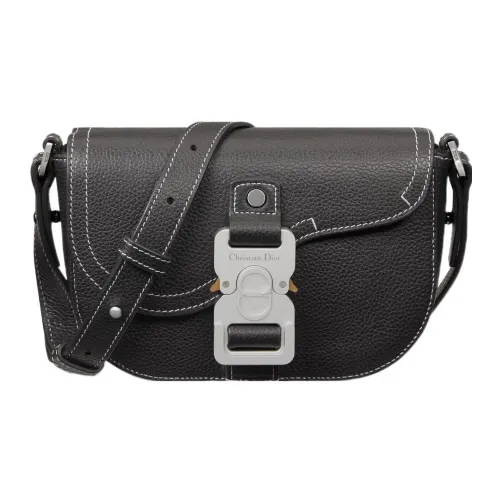 DIOR Grained Calfskin Saddle Bags One Shoulder Crossbody Clutches Regular Men's Black