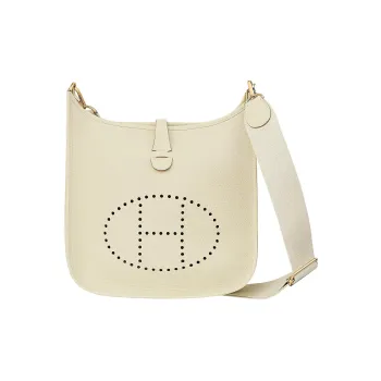 HERMES Evelyne Clemence Bullock Leather Shoulder Bag Crossbody Bag Unisex I2 Nata Cream White