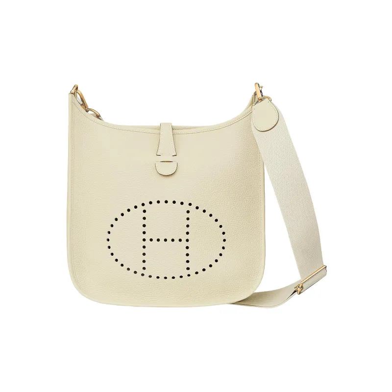 HERMES Evelyne Clemence Bullock Leather Shoulder Bag Crossbody Bag Unisex I2 Nata Cream White-0