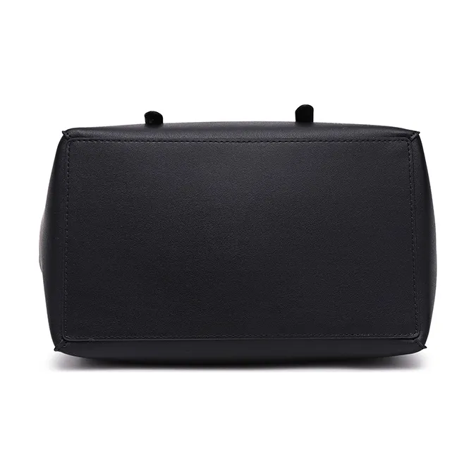 FION Artificial Leather Tote Bag Shoulder Bag Large Size Women's Black-4