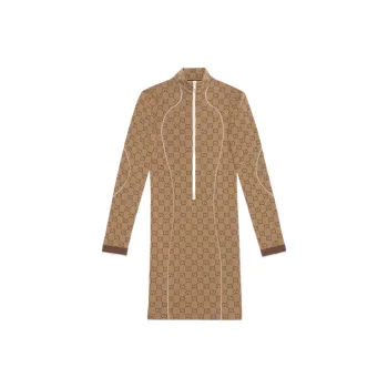 GUCCI Gg Jersey Jacquard Dress 'Beige/Ebony'
