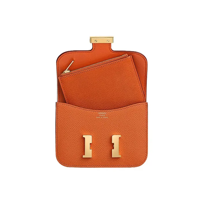 HERMES Constance Slim Epsom Calfskin Clutch Wallet Fanny Pack Women's 93 Orange Orange-2