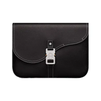 DIOR Grained Calfskin Saddle Clutch Men's Black