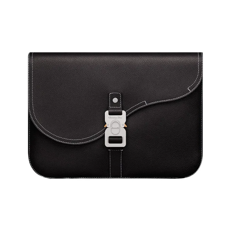 DIOR Grained Calfskin Saddle Clutch Men's Black-0