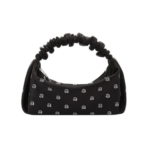 Alexander Wang Hotfix Scrunchie Mini Bag In Satin Black/Crystal