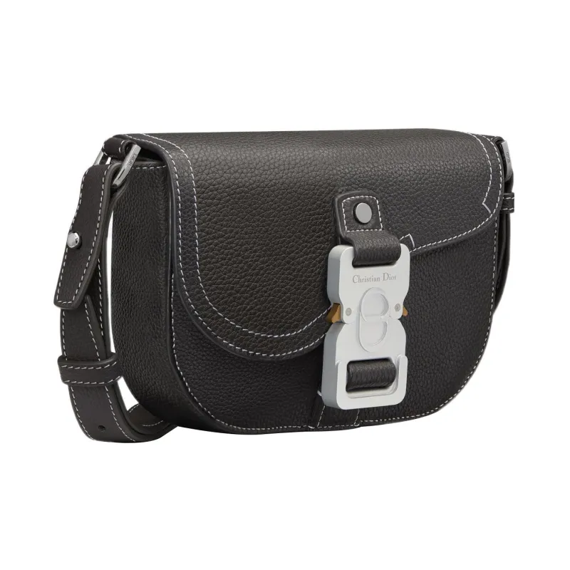 DIOR Grained Calfskin Saddle Bags One Shoulder Crossbody Clutches Regular Men's Black-1