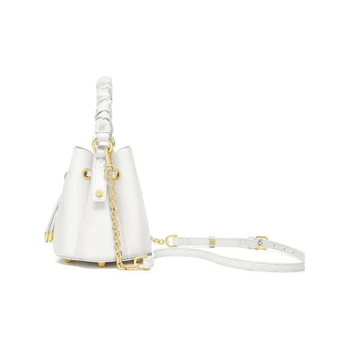 Gong Xuan Genuine Leather Crossbody Bag, Handbag Trumpets Women's White-3
