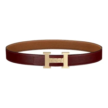 HERMES Leather Belts Unisex HERMES Red/Gold