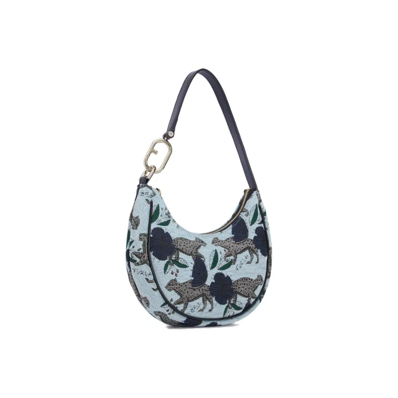 Furla Primavera Fabric Handbag Shoulder Bag Small Size Women's Gray-1