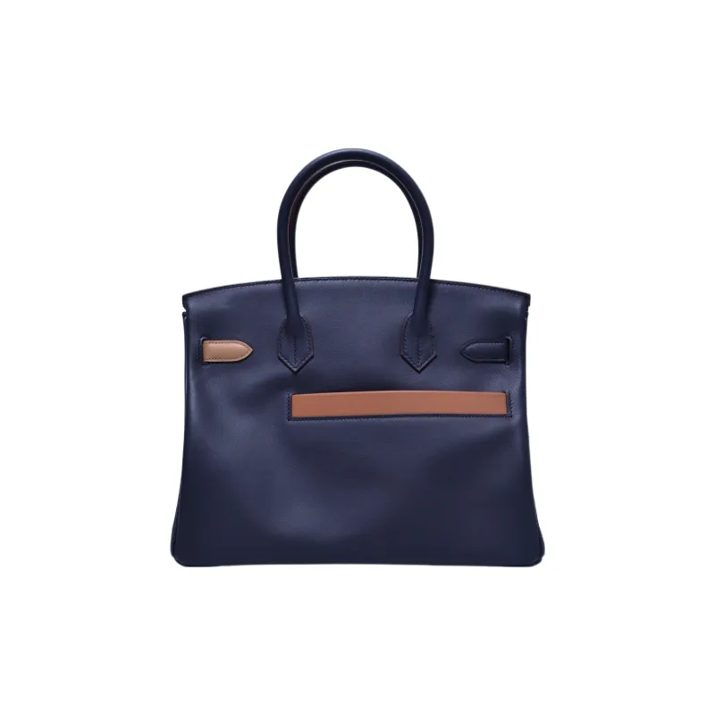 HERMES Birkin Swift Leather Birkin Bag Handbags Regular Women's Blue-3
