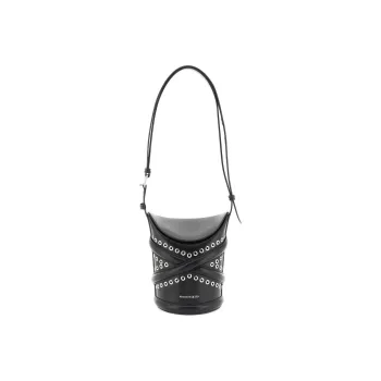 Alexander McQueen THE CURVE BAG Calfskin Bucket Bags Shoulder Bag Crossbody Bag Small Size Women's Black