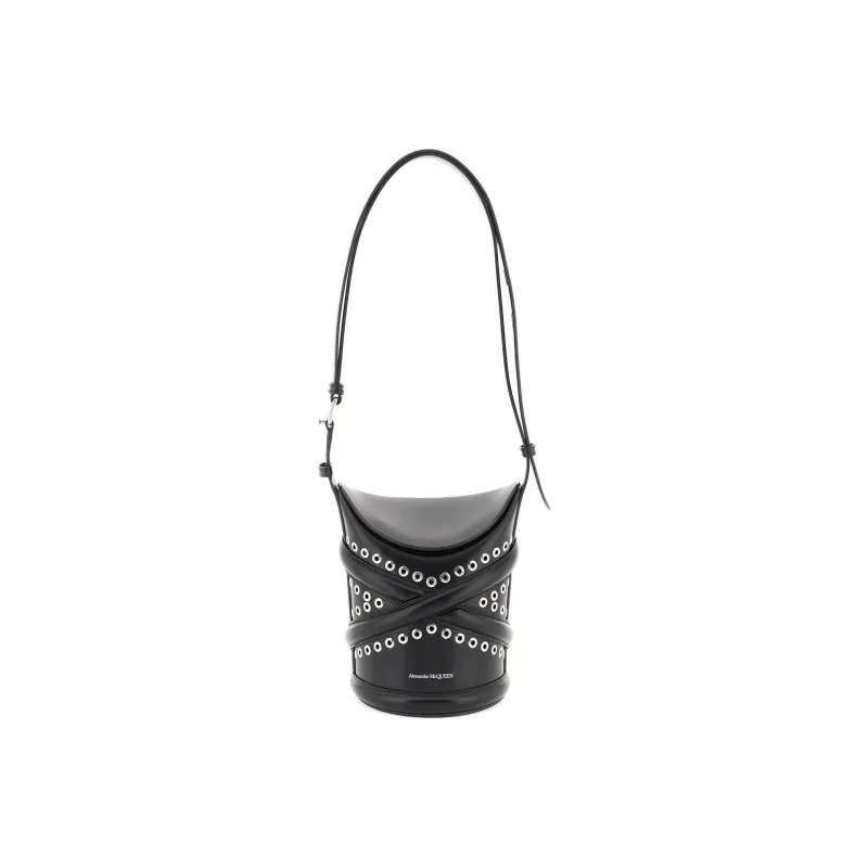 Alexander McQueen THE CURVE BAG Calfskin Bucket Bags Shoulder Bag Crossbody Bag Small Size Women's Black-0