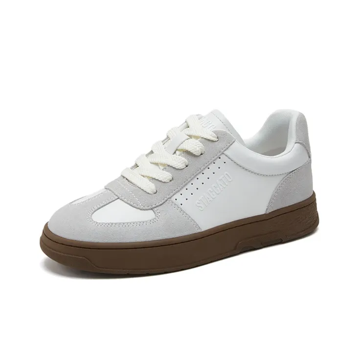 Staccato Gray Shoes White Versatile Skateboard Shoes Unisex-11