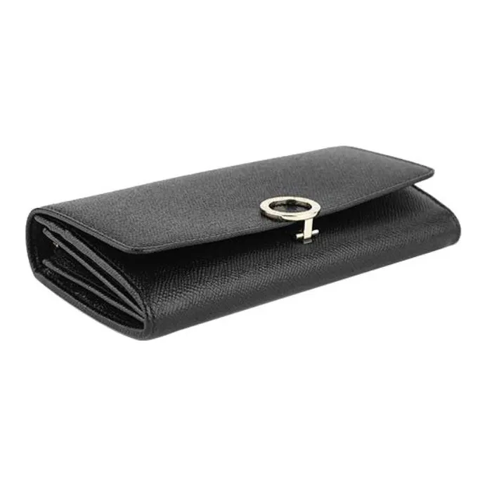 BVLGARI Cow Leather Wallet Women's Black-4