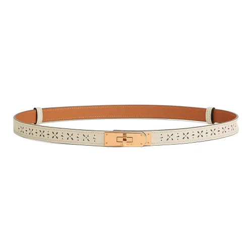 HERMES Leather Belts Women's Off White